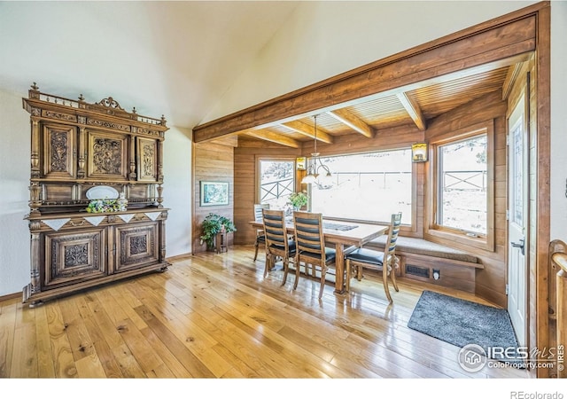 117 Mount Sherman Ct, Livermore, CO 80536 - dining room with light wood-type flooring and wooden walls