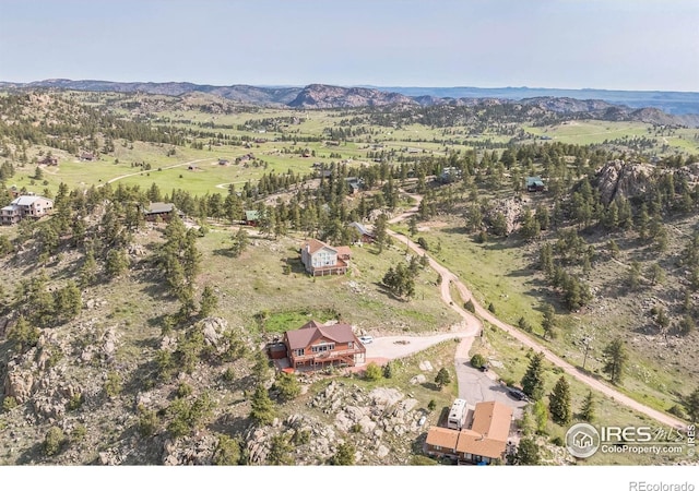 117 Mount Sherman Ct, Livermore, CO 80536 - aerial overview of property's location with mountains and rural landscape