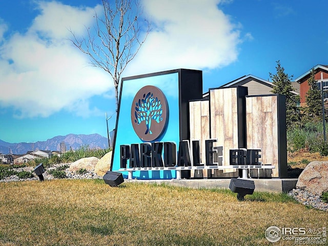 700 Lillibrook Pl, Erie, CO 80026 - community sign featuring a mountain view and a lawn