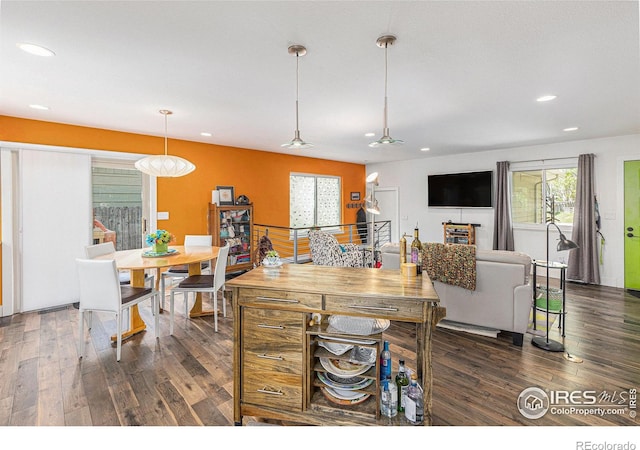 2310 44th Ave, Greeley, CO 80634 - kitchen featuring hardwood / wood-style floors, recessed lighting, and hanging light fixtures
