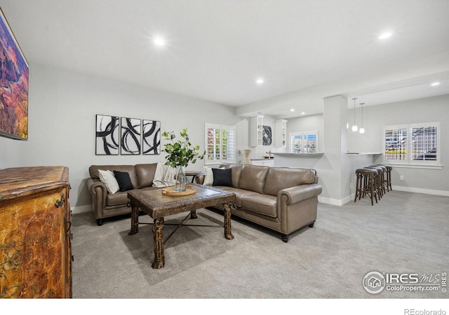 4843 Mariana Hills Cir, Loveland, CO 80537 - living area featuring recessed lighting, carpet floors, and baseboards