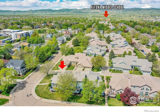3742 Florentine Cir, Longmont, CO 80503 - aerial perspective of suburban area featuring a mountainous background