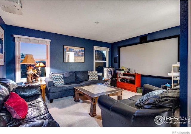 living room featuring carpet flooring