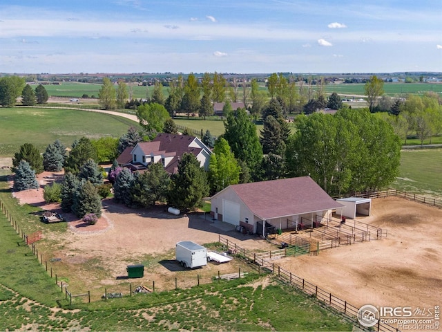 aerial view of sparsely populated area with a pastoral area