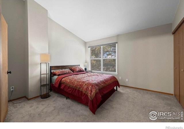504 Shady Crest Cir, Colorado Springs, CO 80916 - bedroom with carpet, baseboards, and lofted ceiling