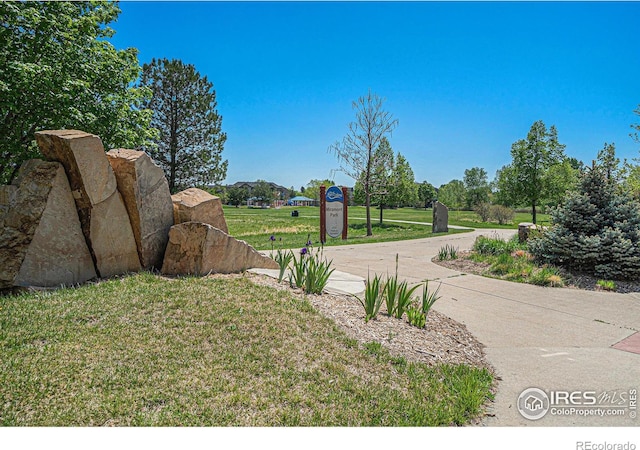 view of home's community with a lawn