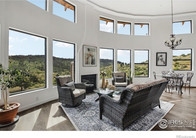 2118 Dry Creek Dr, Lyons, CO 80540 - living area with a towering ceiling and wood finished floors