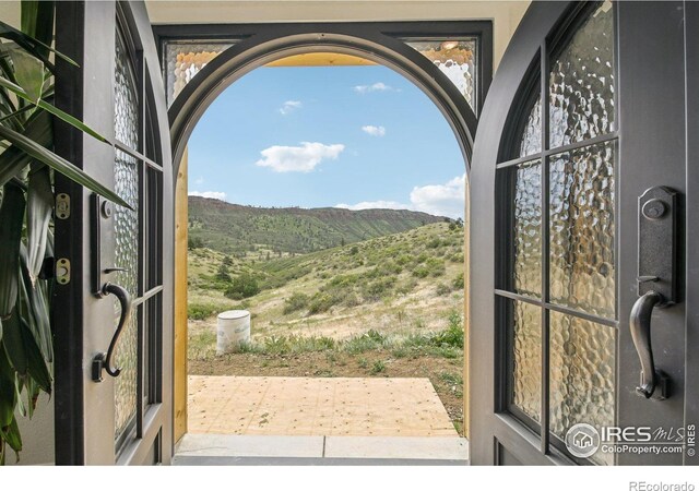 2118 Dry Creek Dr, Lyons, CO 80540 - doorway to outside featuring a mountain view