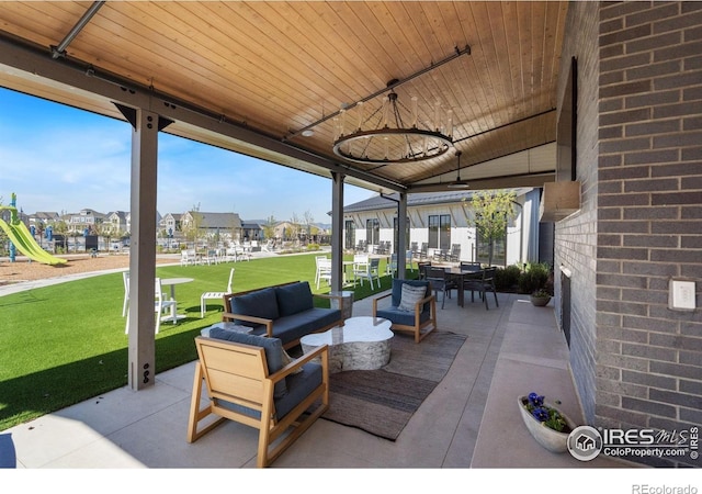 97 Westerly Blvd, Erie, CO 80516 - view of patio / terrace with a residential view, outdoor lounge area, and outdoor dining space