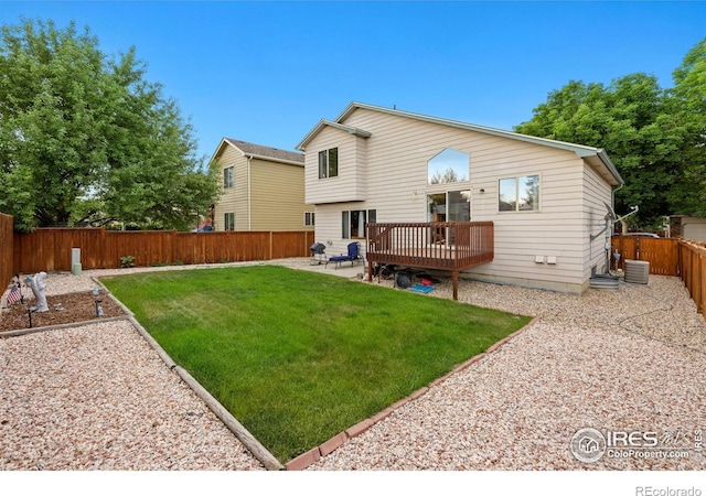 3949 Willowood Ave, Loveland, CO 80538 - back of property featuring a patio, a wooden deck, and cooling unit