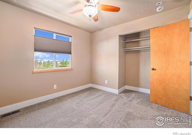 8962 Smoke Signal Way, Wellington, CO 80549 - unfurnished bedroom with carpet floors, a closet, baseboards, and ceiling fan