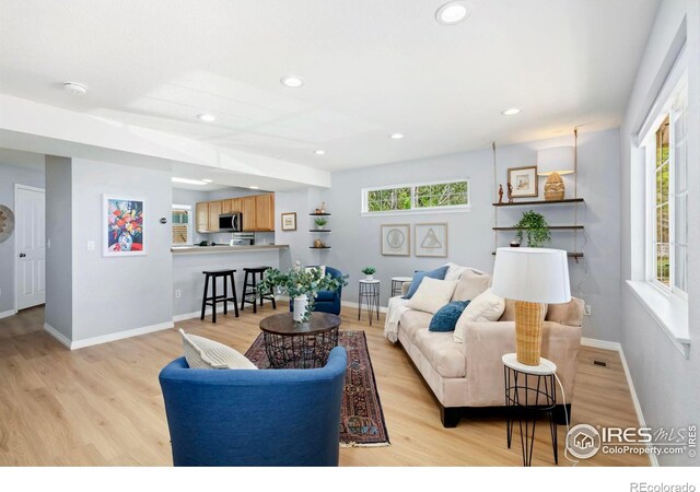 1014 Andrews Peak Dr Unit B107, Fort Collins, CO 80521 - living area with light wood-style floors, recessed lighting, and baseboards