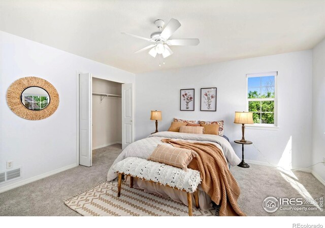 1014 Andrews Peak Dr Unit B107, Fort Collins, CO 80521 - carpeted bedroom with baseboards, a closet, and a ceiling fan