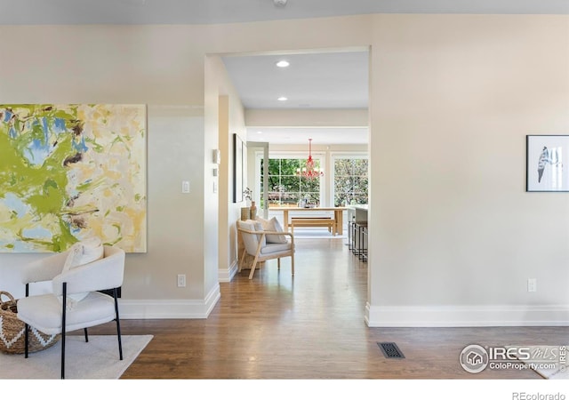 721 9th St, Boulder, CO 80302 - hallway featuring wood finished floors, baseboards, and recessed lighting