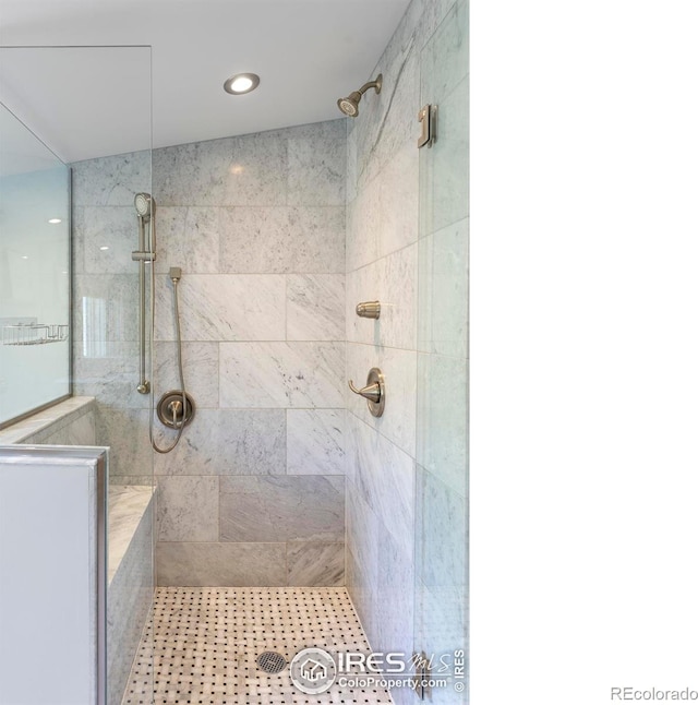 721 9th St, Boulder, CO 80302 - full bathroom with a tile shower and recessed lighting