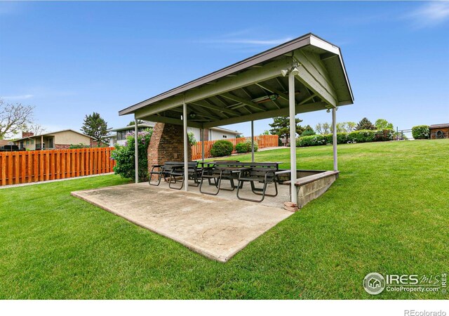 view of yard with a patio area and a gazebo
