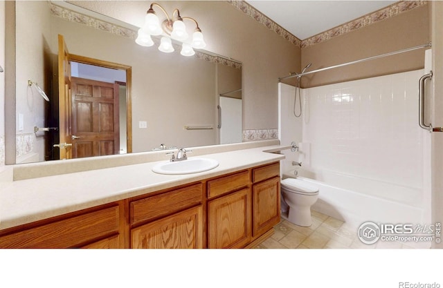 4447 Twin Peaks Dr, Loveland, CO 80537 - full bathroom with toilet, vanity, bathtub / shower combination, and tile patterned flooring