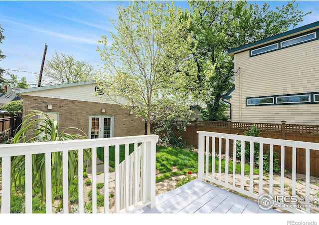 486 N Corona St, Denver, CO 80218 - wooden terrace with french doors