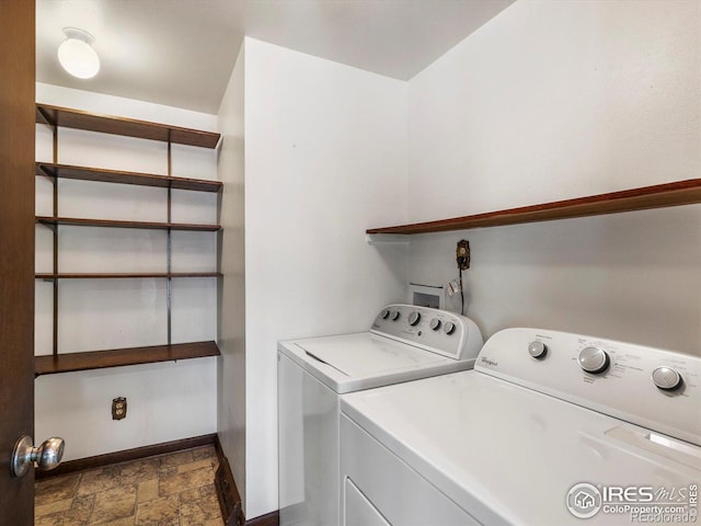 4311 Pali Way, Boulder, CO 80301 - laundry area with independent washer and dryer, stone finish floors, and baseboards