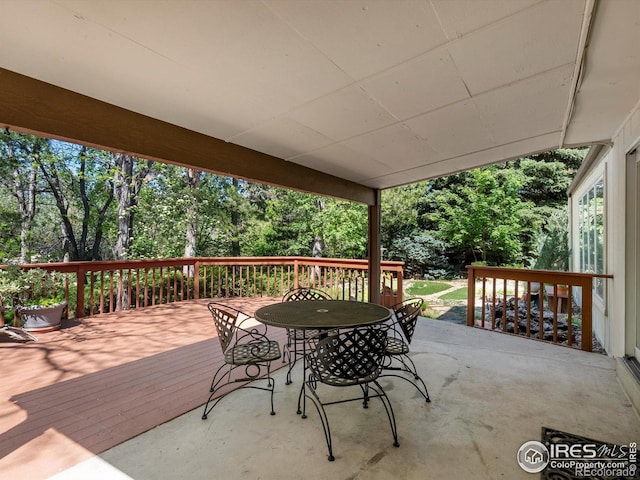 4311 Pali Way, Boulder, CO 80301 - deck featuring outdoor dining area and view of scattered trees