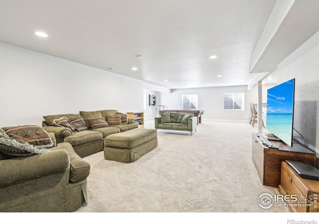 1471 Sabin Ct, Berthoud, CO 80513 - living area with recessed lighting, carpet, and baseboards