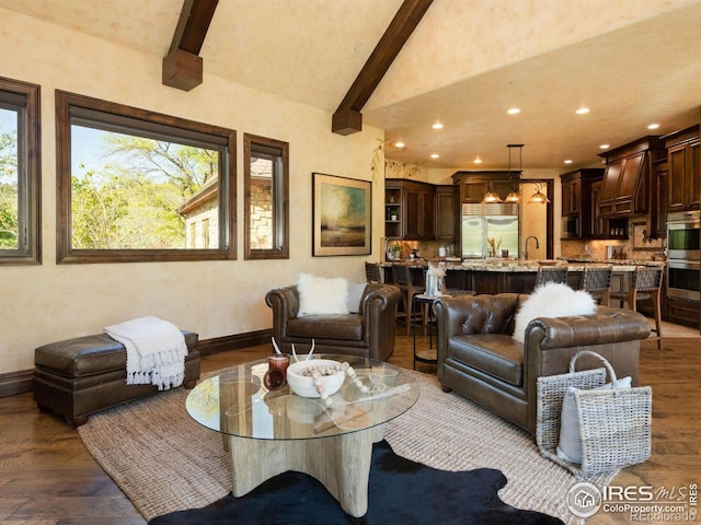 9840 Buckhorn Rd, Loveland, CO 80538 - living room with baseboards, wood finished floors, and recessed lighting
