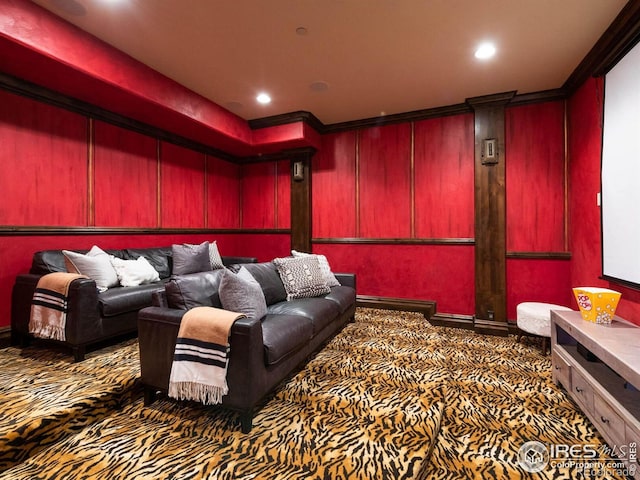 9840 Buckhorn Rd, Loveland, CO 80538 - carpeted cinema with recessed lighting and ornamental molding