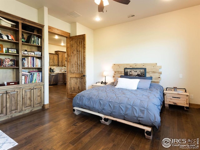 9840 Buckhorn Rd, Loveland, CO 80538 - bedroom featuring dark wood-type flooring, recessed lighting, and ceiling fan