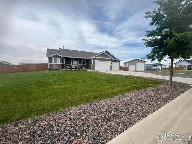 single story home featuring driveway and a garage