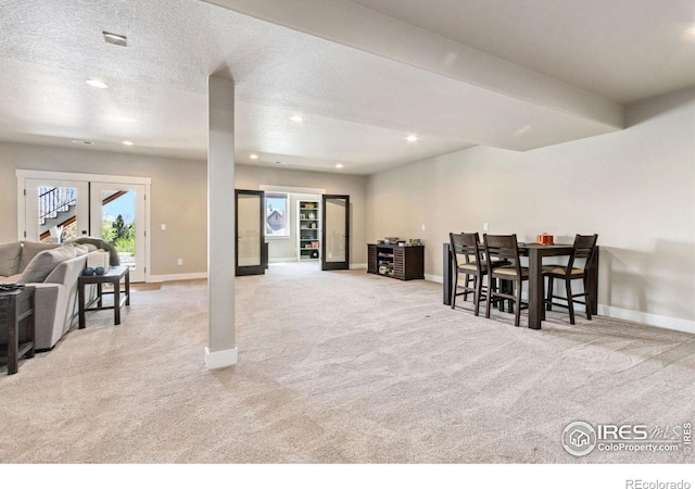 1721 Brightwater Dr, Fort Collins, CO 80524 - dining space with light carpet, baseboards, and recessed lighting
