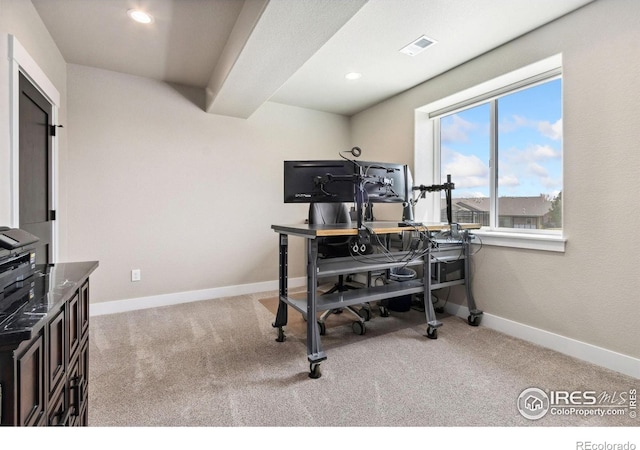 1721 Brightwater Dr, Fort Collins, CO 80524 - home office with carpet, baseboards, and recessed lighting
