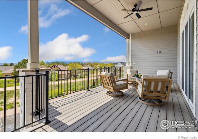 1721 Brightwater Dr, Fort Collins, CO 80524 - wooden deck featuring ceiling fan