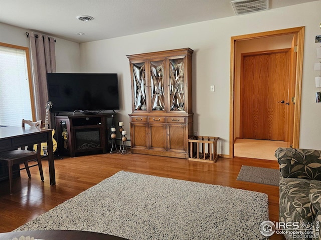 107 Fairway Ln, Fort Morgan, CO 80701 - living room with wood finished floors and a glass covered fireplace
