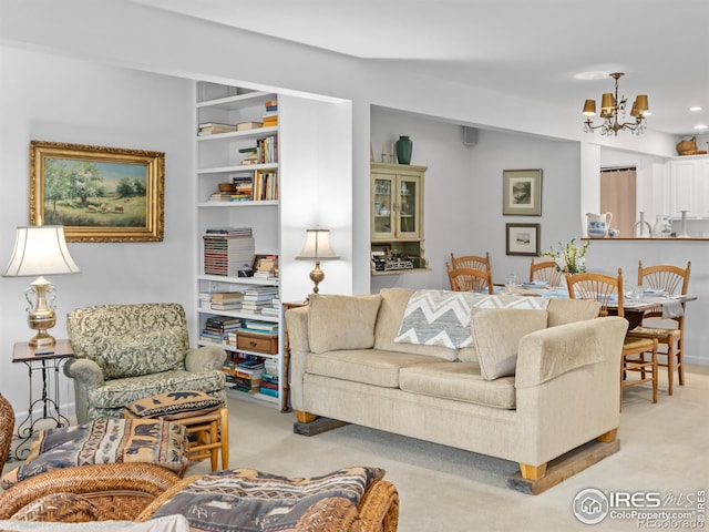 160 Riverside Dr Unit 2, Estes Park, CO 80517 - living room with a chandelier and light carpet