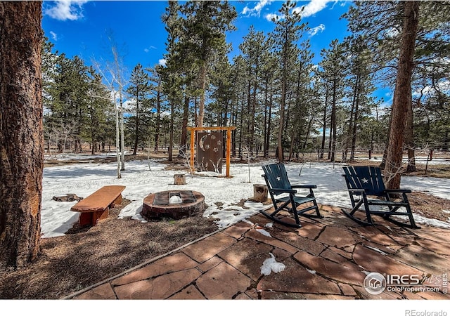 6 Norske Trl, Allenspark, CO 80510 - view of patio with a fire pit and fence