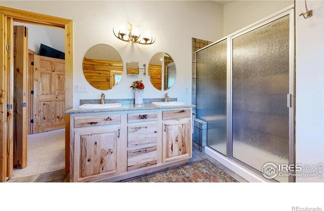 315 County Road 4454, Grand Lake, CO 80447 - bathroom with a stall shower and double vanity