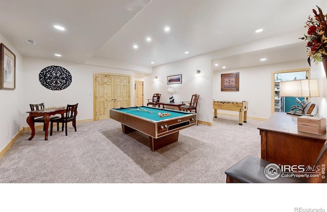 315 County Road 4454, Grand Lake, CO 80447 - recreation room with carpet, recessed lighting, pool table, and baseboards