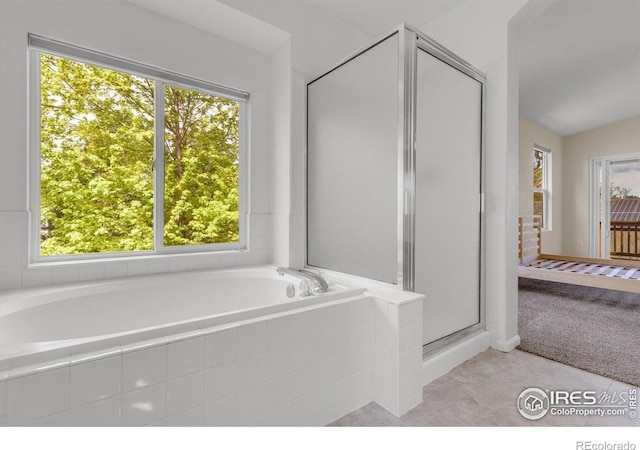 1724 Holeman Dr, Erie, CO 80516 - full bathroom with plenty of natural light, a shower stall, and a bath