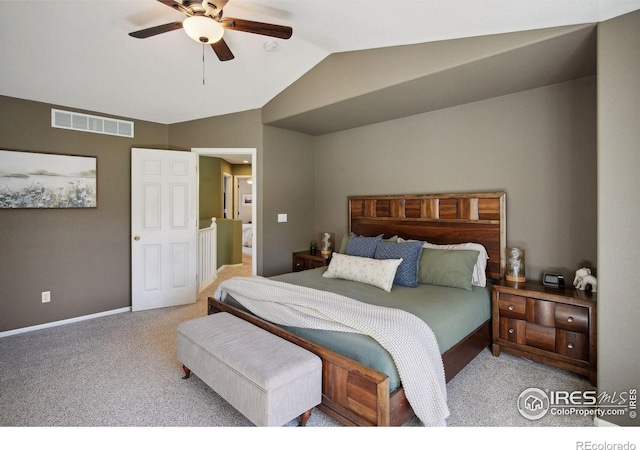 4416 Pika Dr, Loveland, CO 80537 - carpeted bedroom featuring vaulted ceiling, baseboards, and a ceiling fan