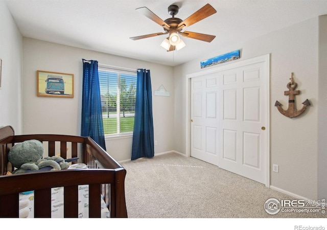 4416 Pika Dr, Loveland, CO 80537 - carpeted bedroom featuring baseboards, a closet, and ceiling fan