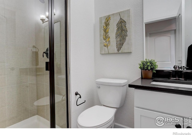 6506 Merrimack Dr, Castle Pines, CO 80108 - full bath featuring a shower stall, toilet, and vanity