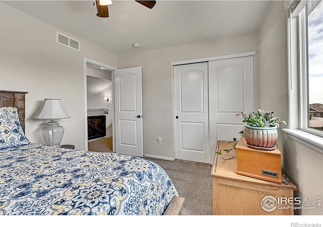 711 Mt Evans Ave, Severance, CO 80550 - bedroom with carpet, a closet, ceiling fan, and baseboards