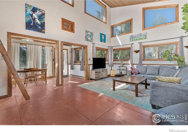 1824 Lazy Z Rd, Nederland, CO 80466 - living room with a towering ceiling and wooden ceiling