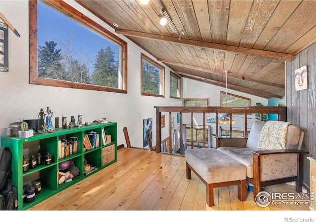 1824 Lazy Z Rd, Nederland, CO 80466 - sitting room featuring wood ceiling, hardwood / wood-style flooring, and baseboards