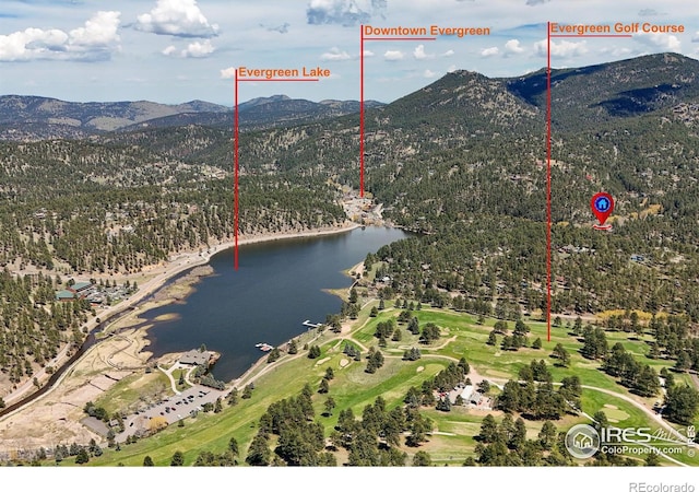 4888 Silver Spruce Ln, Evergreen, CO 80439 - aerial view of a water and mountain view and a golf course