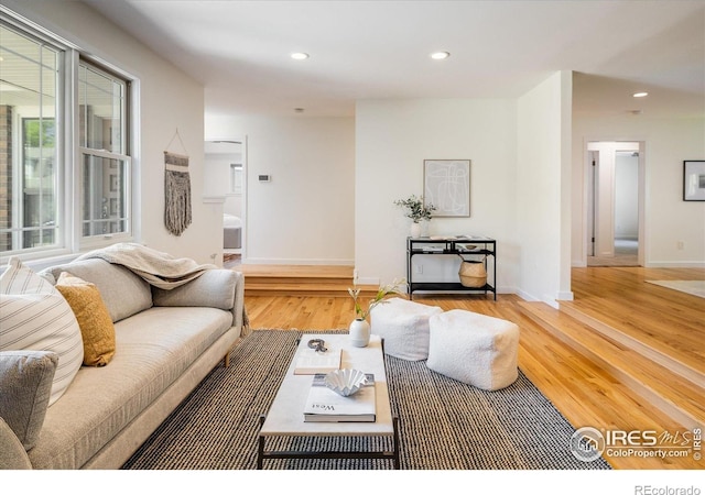 4760 Lee Cir, Boulder, CO 80303 - living area with wood finished floors, recessed lighting, and baseboards