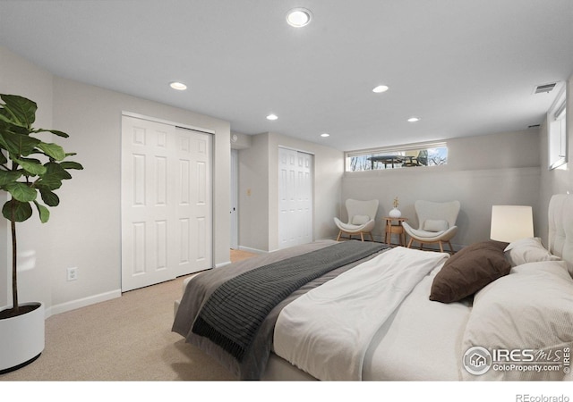 819 Gapter Rd, Boulder, CO 80303 - carpeted bedroom featuring recessed lighting, two closets, and baseboards