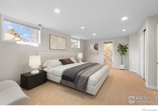 819 Gapter Rd, Boulder, CO 80303 - bedroom featuring carpet, recessed lighting, baseboards, and ensuite bathroom
