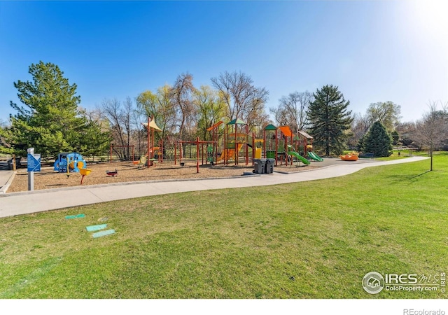 communal playground with a lawn
