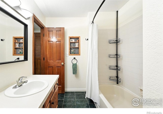 5016 Buckingham Rd Unit 4, Boulder, CO 80301 - full bath with vanity, shower / tub combo, and tile patterned flooring